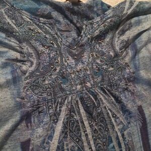 Elegant Blue Paisley Women's Top